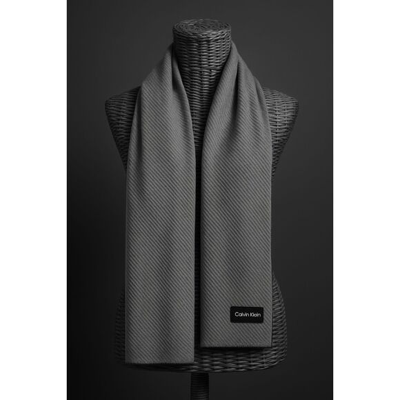 Calvin Klein Reversible Gray & Black Long Knit Scarf Wrap Shawl Soft 96” - Picture 1 of 10